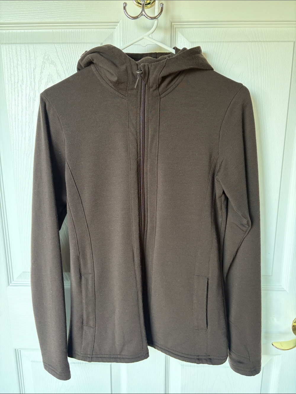 Women's WoolX Zoey Espresso Brown Merino Hooded Zip-Up Sweatshirt